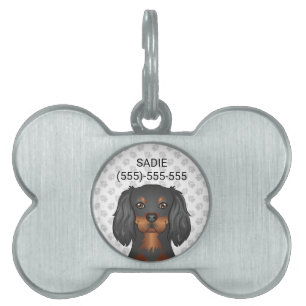 Placa Para Mascotas Cavalier King Charles Spaniel de color Black & Tan