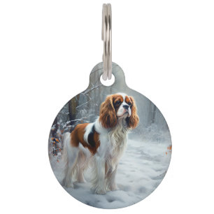 Placa Para Mascotas Cavalier King Deja que nieve Navidad Cepillada