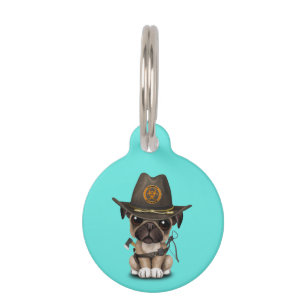 Placa Para Mascotas Cazador zombie de pug pipa