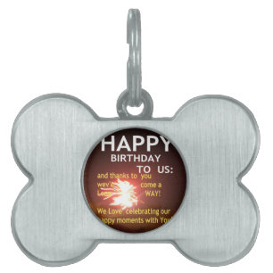 Placa Para Mascotas Celebración de fuegos artificiales con mensaje de