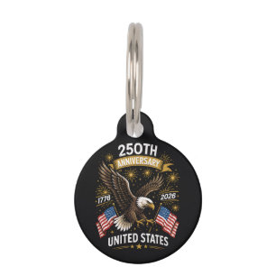 Placa Para Mascotas Celebración del Águila Calva del 250 Aniversario