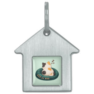 Placa Para Mascotas "CEO de la siesta" Gato durmiendo en el sofá