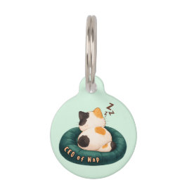 Placa Para Mascotas "CEO de la siesta" Gato durmiendo en el sofá