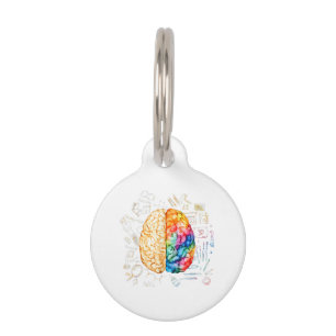 Placa Para Mascotas Cerebro Colorido - Ciencia Y Arte - Neurociencia N