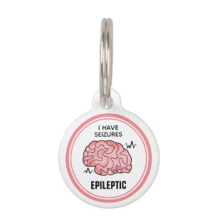 Placa Para Mascotas Cerebro de dibujos animados para alerta de epileps