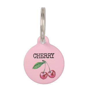 Placa Para Mascotas Cereza de fruta rosa