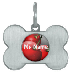 Placa Para Mascotas Cerezas con gotas de excremento
