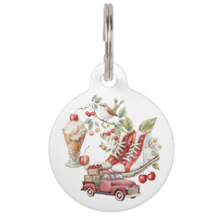 Placa Para Mascotas Cerezas dulces de verano