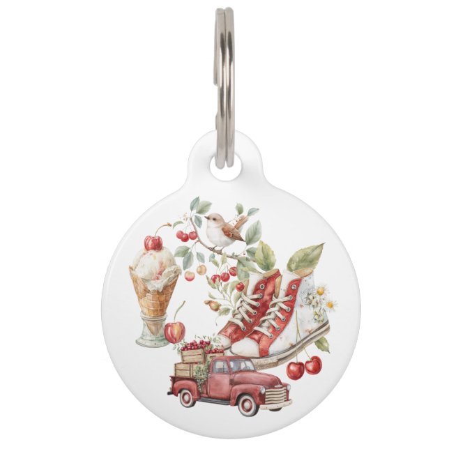 Placa Para Mascotas Cerezas dulces de verano (Anverso)