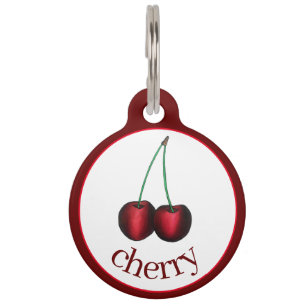 Placa Para Mascotas Cerezas Maduras Cereza Roja Estival Fruta Impresa