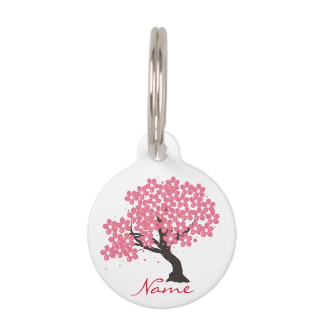 Placa Para Mascotas Cerezo japonés florece Thunder_Cove (Reverso)