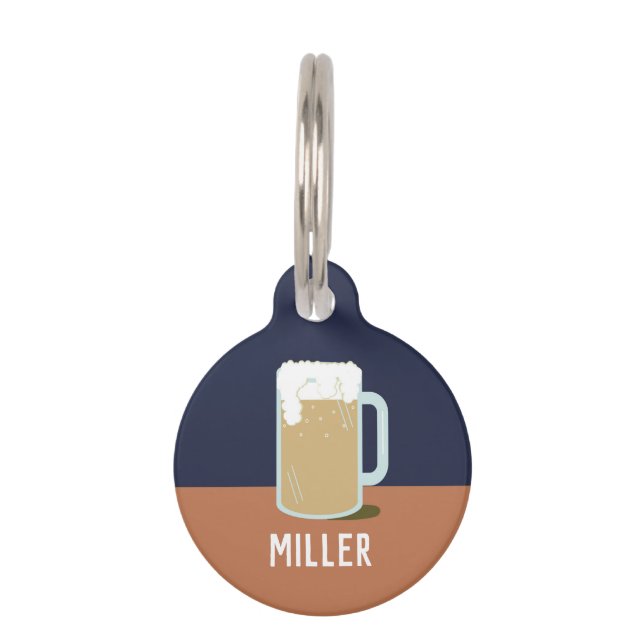 PLACA PARA MASCOTAS CERVEZA (NAVY) (Anverso)