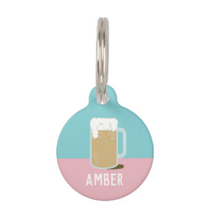 PLACA PARA MASCOTAS CERVEZA (ROSA)