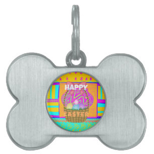 Placa Para Mascotas Cesta de Pascua inspirada en África Occidental y H