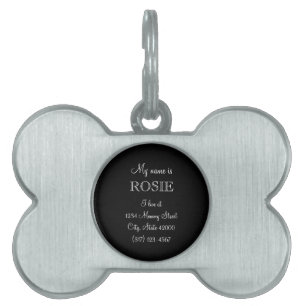 Placa Para Mascotas Chalkboard Black Personalized Silver