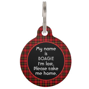 Placa Para Mascotas Chalkboard rojo escocés personalizado grande