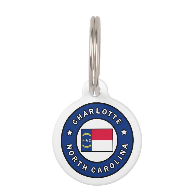 Placa Para Mascotas Charlotte Carolina del Norte (Anverso)
