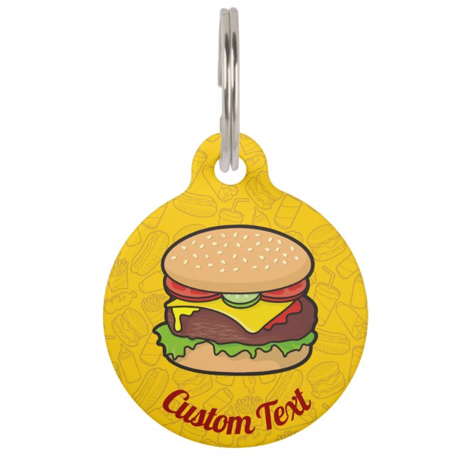 Placa Para Mascotas Cheeseburger (Anverso)