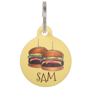 Placa Para Mascotas Cheeseburger Burger Hamburger Sliders Bar Pub