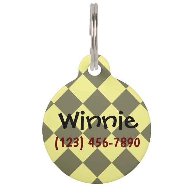 Placa Para Mascotas Chequeros coloridos - Nuez de plátano (Anverso)