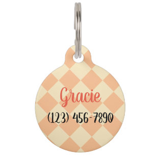 Placa Para Mascotas Cheques de colores - Melocotones y crema
