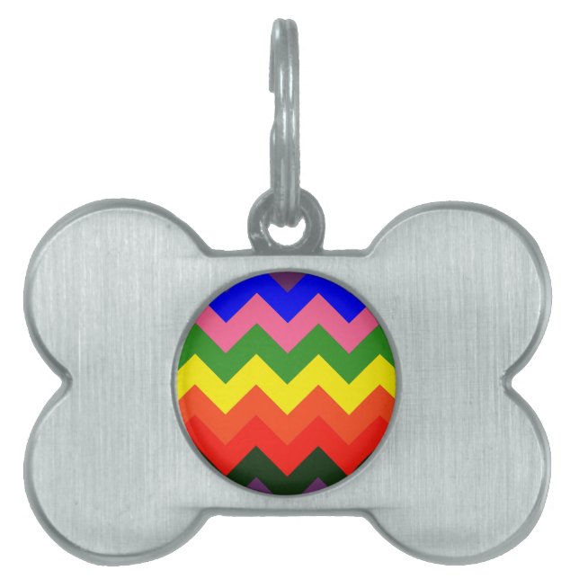 Placa Para Mascotas chevron arcoiris (Frente)