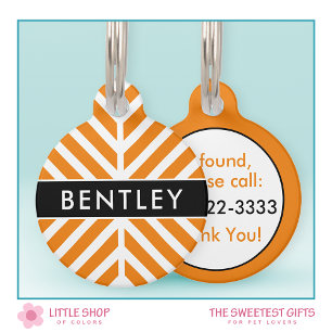 Placa Para Mascotas Chevron Naranja moderno personalizado