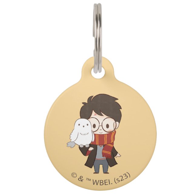 Placa Para Mascotas Chibi HARRY POTTER™ y Hedwig (Anverso)
