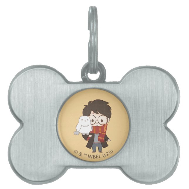 Placa Para Mascotas Chibi HARRY POTTER™ y Hedwig (Frente)