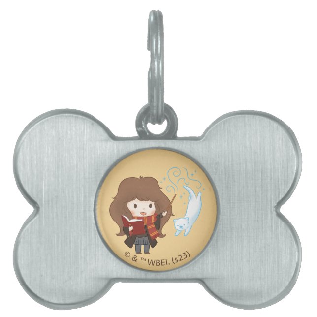 Placa Para Mascotas Chibi Hermione Granger Patronus (Frente)