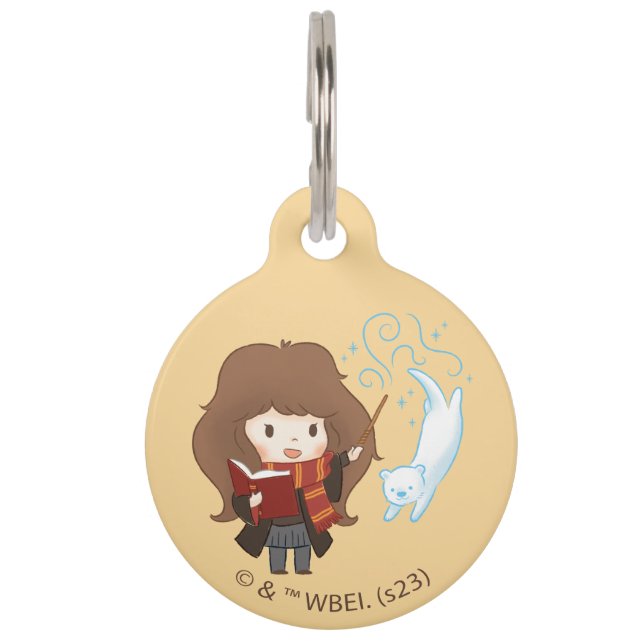 Placa Para Mascotas Chibi Hermione Granger Patronus (Anverso)