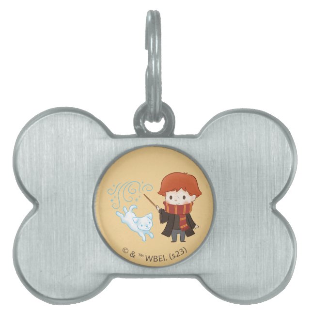 Placa Para Mascotas Chibi Ron Weasley Patronus (Frente)