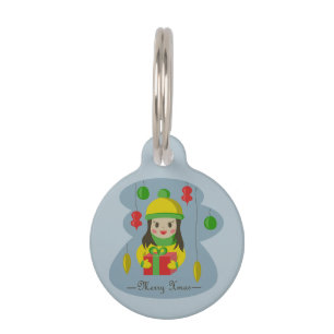 Placa Para Mascotas Chica con caja de regalo para Navidades
