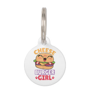 Placa Para Mascotas Chica de Cheeseburger, Mujeres Hamburguesas y Chee