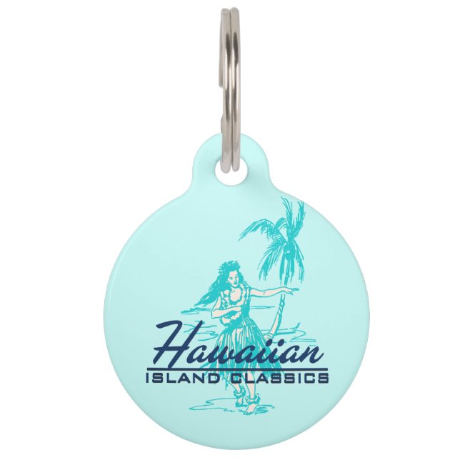 Placa Para Mascotas Chica de Hula de la isla hawaiana de Tradewinds (Anverso)