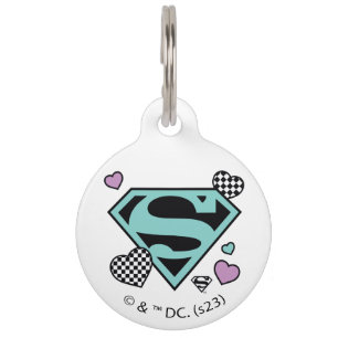 Placa Para Mascotas Chica de patinaje Supergirl Hearts S-Shield
