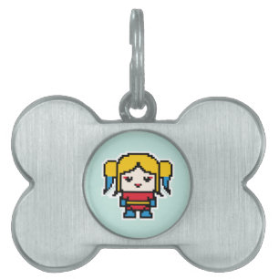 Placa Para Mascotas Chica mala pixelada linda