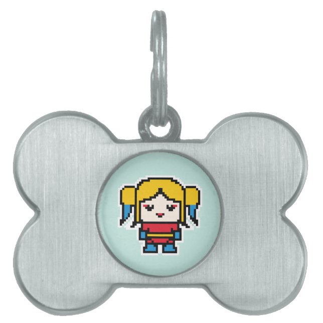 Placa Para Mascotas Chica mala pixelada linda (Frente)