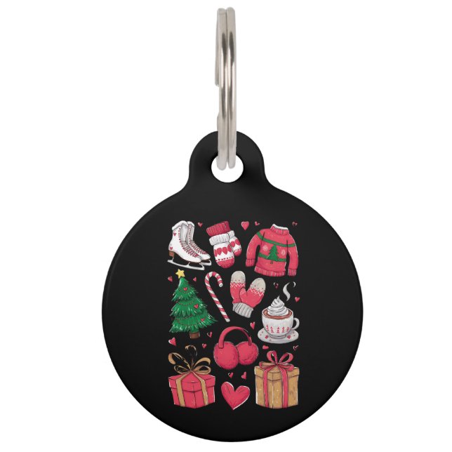 Placa Para Mascotas Chicas de vacaciones corteses disfraces de Navidad (Anverso)