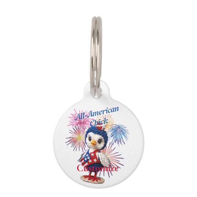 Placa Para Mascotas Chick Thunder_Cove, todo estadounidense (Anverso)