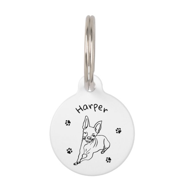 Placa Para Mascotas Chihuahua con Estilo: Arte Decorativo Personalizad (Anverso)