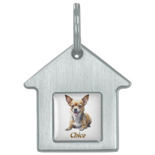 Placa Para Mascotas Chihuahua con nombre y foto personalizados, mascot