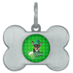 Placa Para Mascotas Chihuahua Cuppy Dog St. Patrick's Day Green Clover