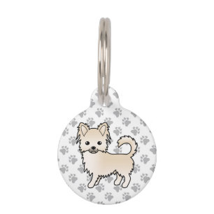 Placa Para Mascotas Chihuahua de abrigo largo crema perro de dibujos a