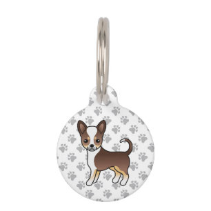 Placa Para Mascotas Chihuahua de capa lisa tricolor de chocolate perro