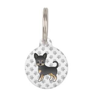 Placa Para Mascotas Chihuahua de dibujos animados de pelaje liso negro