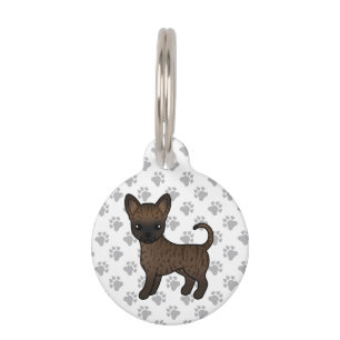 Placa Para Mascotas Chihuahua de pelaje liso atigrado perro de dibujos
