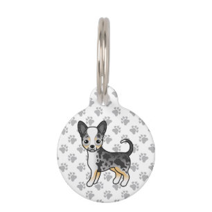 Placa Para Mascotas Chihuahua de pelaje liso Blue Merle, perro de dibu