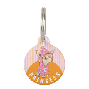 Placa Para Mascotas Chihuahua gracioso perro naranja rosa lindo