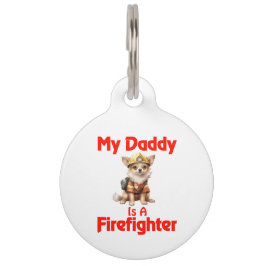 Placa Para Mascotas Chihuahua personalizada Mi papá es bombero